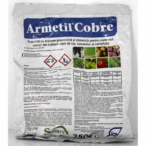 Armetil Cobre 250 gr fungicid sistemic si de contact Solarex (vita de vie, cartof, tomate)